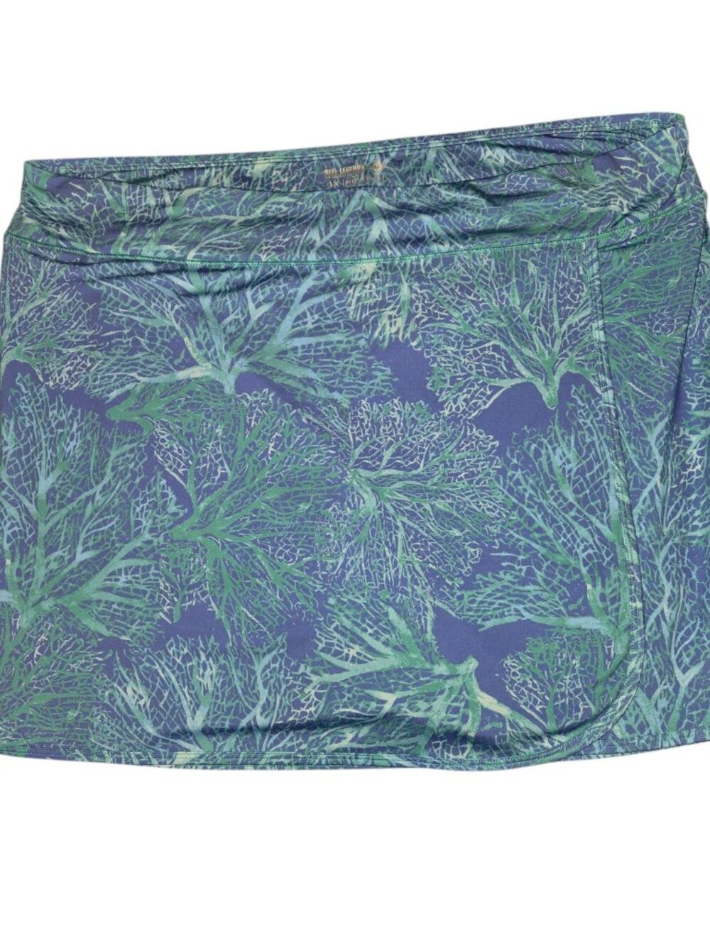 Reel Legends Keep-It-Cool Skort Womens 1X Blue & Green Coral Print Summer Fun